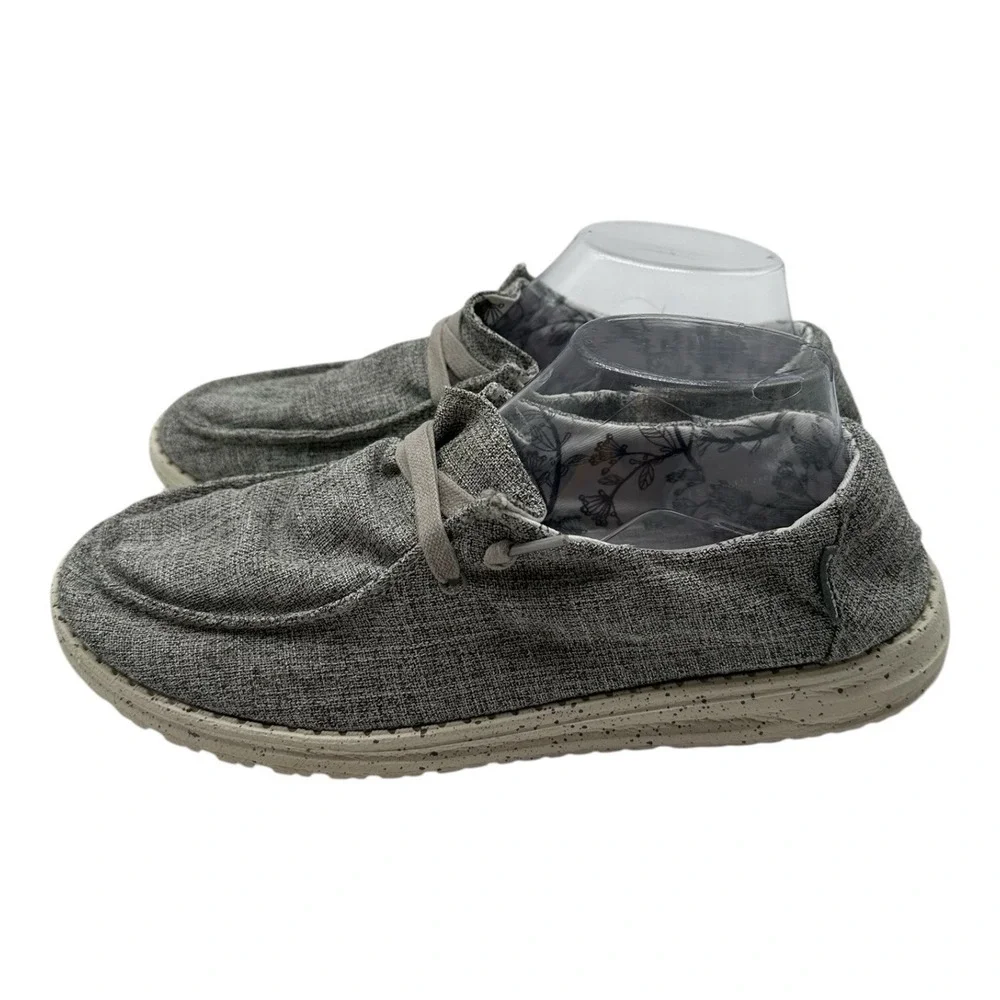 Hey Dude Wendy Linen Shoes Womens 10 Iron Grey Slip On Lightweight Loafer Casual